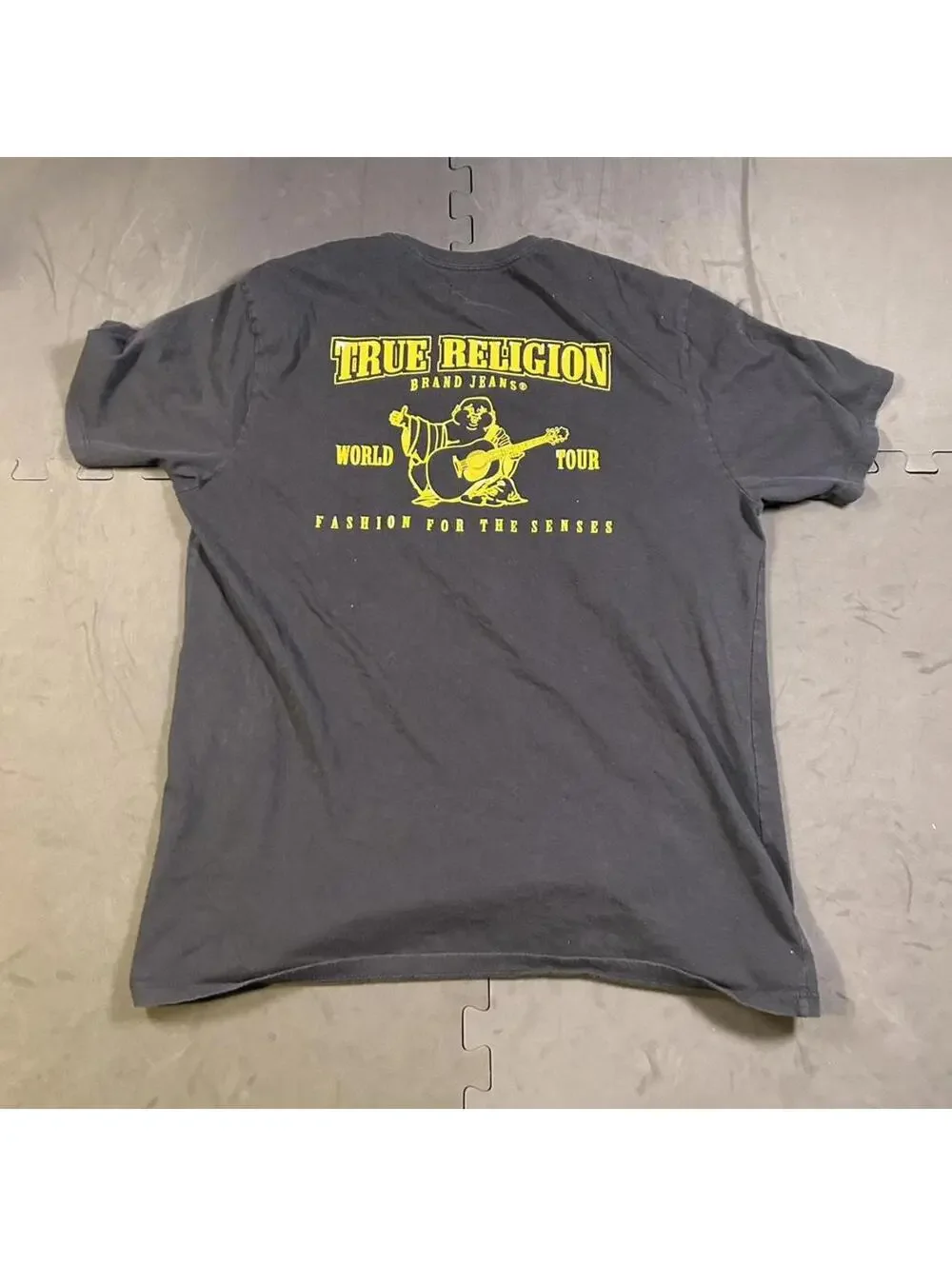 True Religion Men's Black and Grey Tshirt